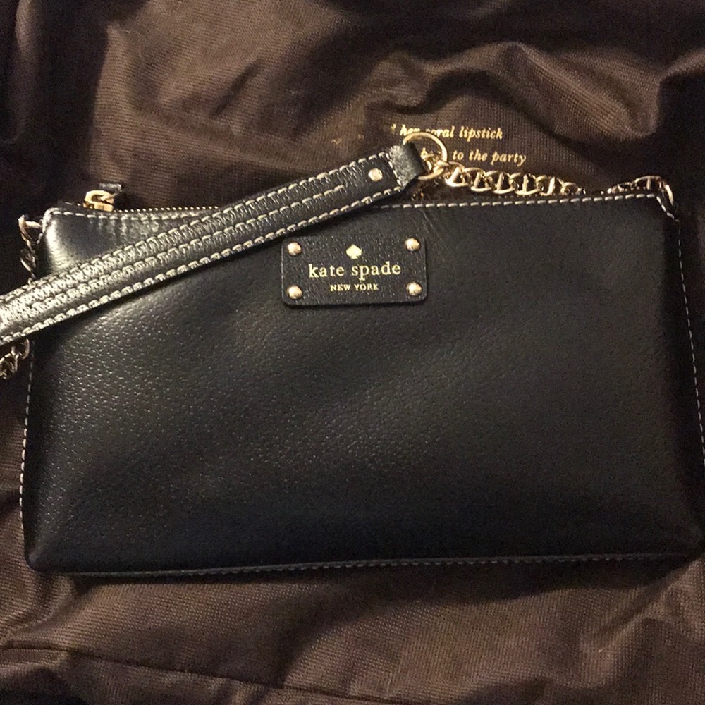 Kate Spade black leather, gold chain bag